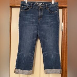 New York & Company Dark Blue Low Rise Straight Leg Crop Jeans Sz 10